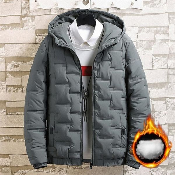 

mens down parkas solid color hooded winter men windbreaker thicken cotton padded windproof temperament hood coat outerwear for daily wear 22, Black