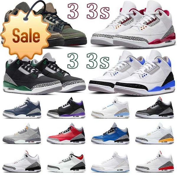 

3s jumpman men basketball shoes 3 cardinal red pine green racer blue midnight navy cool grey fire red cement pure white mens trainer sports
