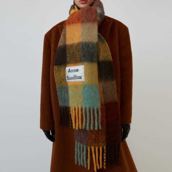 

women ac men's luxury scarf fashion scarves imitation cashmere wraps rainbow thick beard lattice neckerchief tassel shawls warm bib fem, Blue;gray