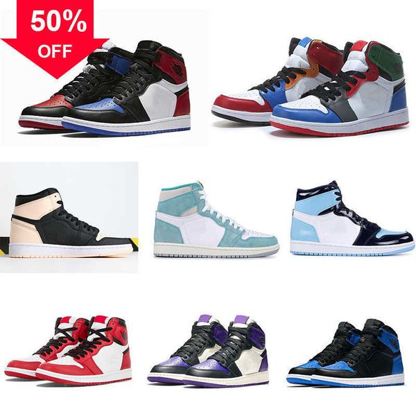 

1basketball shoes jump high og 1 basketball 1s mid chicago university blue metallic gold pink green black unc patent men women sneakers