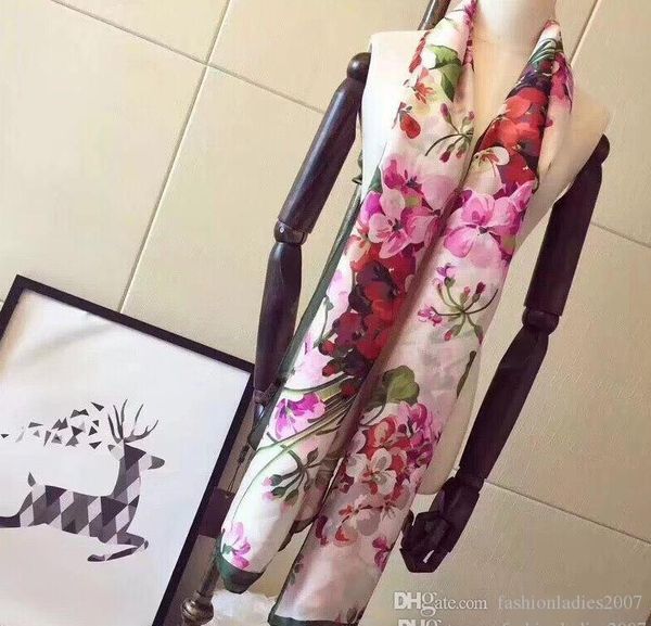 

brand silk scarf pashmina for women 2019 summer brand floral flower long scarves scarfs wrap 180x90cm shawls s227 twi wea, Blue;gray