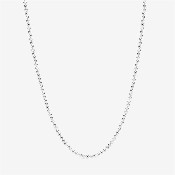 

100% 925 sterling silver shiny ball link chain necklace fit european pendants and charms fine wedding jewelry gift237w