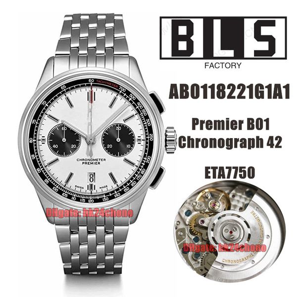 

bls watches ab0118221g1a1 premier b01 chronograph 42mm eta7750 automatic chronograph mens watch silver dial stainless steel bracelet gents w, Slivery;brown