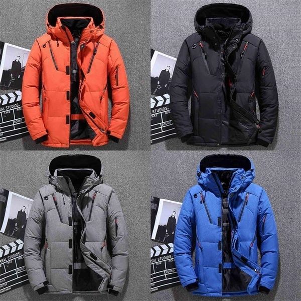 

mens down parkas 5colors winter jacket fashion coat hooded snow outerwear whiteduck thicken keep warm waterproof m5xl j19 220923, Black