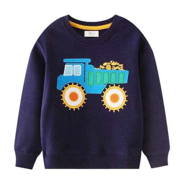 

pullover jumping meters autumn winter children s sweatshirts with cars applique selling boys hooded shirts kids clothes 220924, Blue