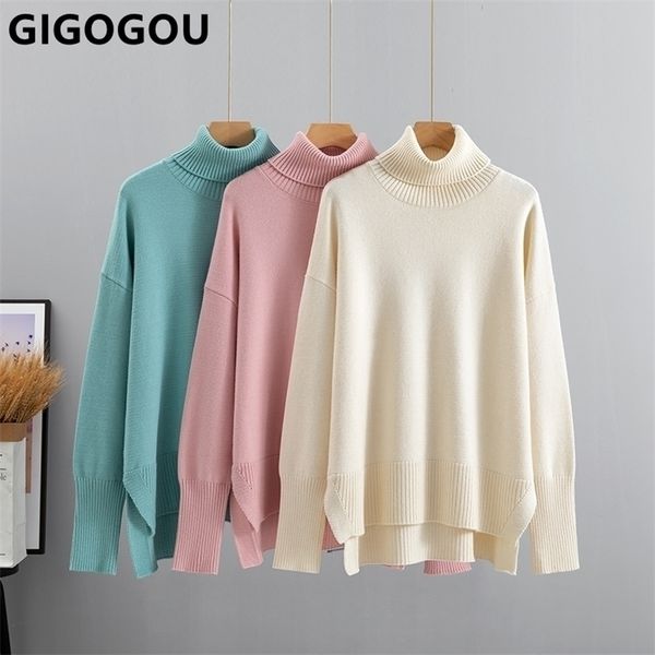 

womens sweaters gigogou oversized autumn women pullover sweater fashion loose knitted casual jumper thick warm lady winter sweater 220923, White;black