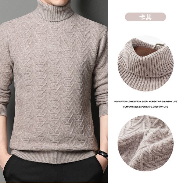 

men's sweaters thickening fashion pure color 100% wool korean slim fit warm soft casual autumn long sleeve grade winter sweater 220923, White;black