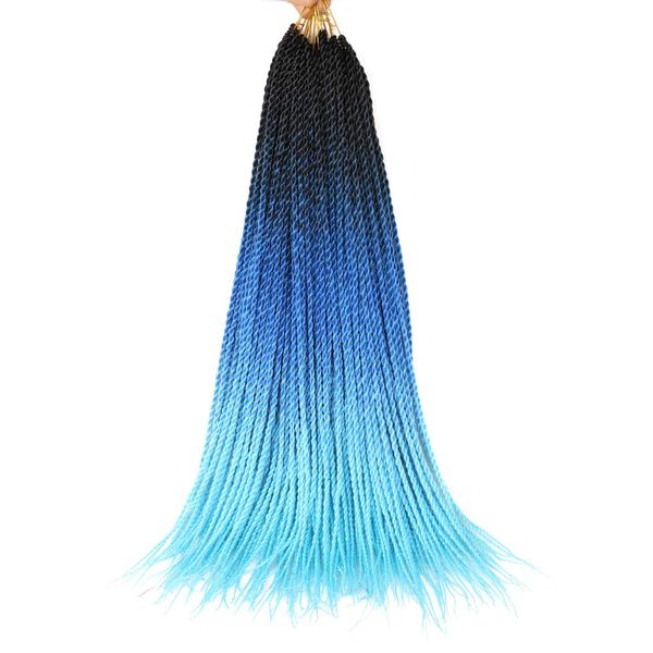 

24 inch senegalese twist crochet braiding hair extensions 2s crochet braid hair dark roots synthetic hair 30strands/pcs ls23, Black