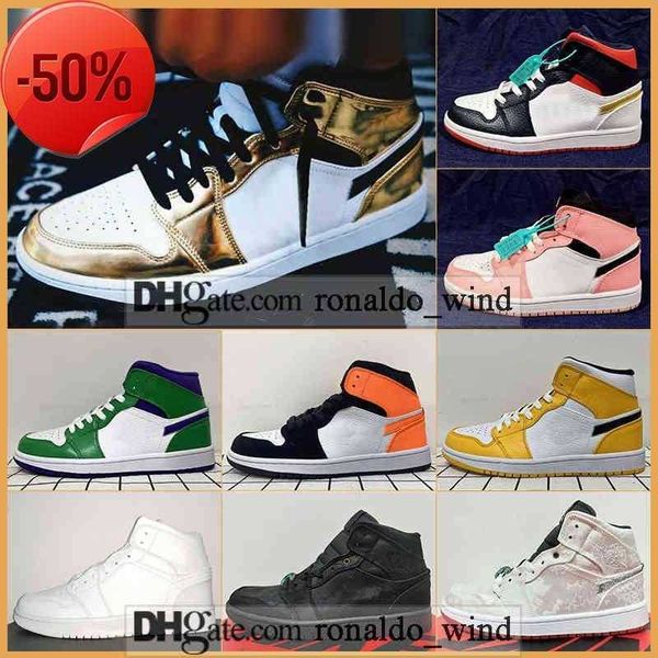 

ment high ankle basketball jumpman 1 1s unc obsidian sneakers chicago metallic gold mens womens leather sports shoes