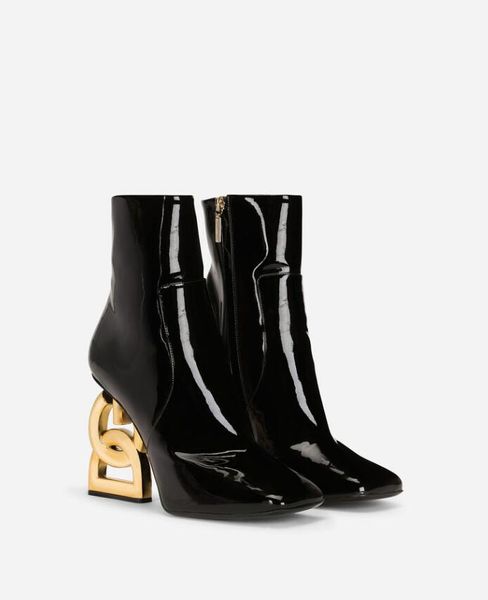 

elgant winter brands women keira ankle boots women pop heels black patent leather lady booties baroque heel party dress booty eu35-43