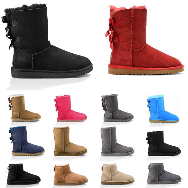 

2022 designer boots for women black chestnut grey red navy blue classic ankle short womens winter boot fashion snow shoes size 5-10