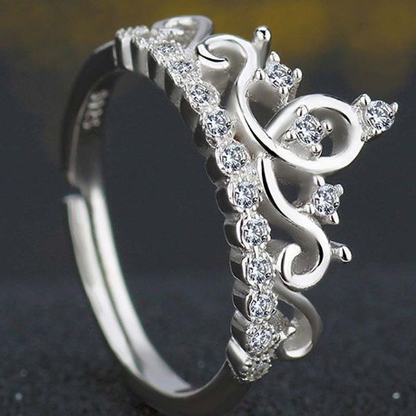 

women crown ring handmade 1ct simulated diamond cz 925 sterling silver engagement wedding band jewelry for women gift