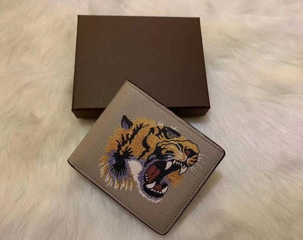 

6 colors men animal short wallet leather black snake tiger bee wallets women style purse wallet card holders with gift box, Red;black