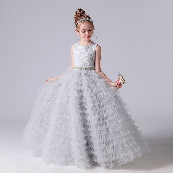

pink ruffles flower girls dresses for weddings baby party prom pshoot girl dress long tutu birthday gowns, White;blue