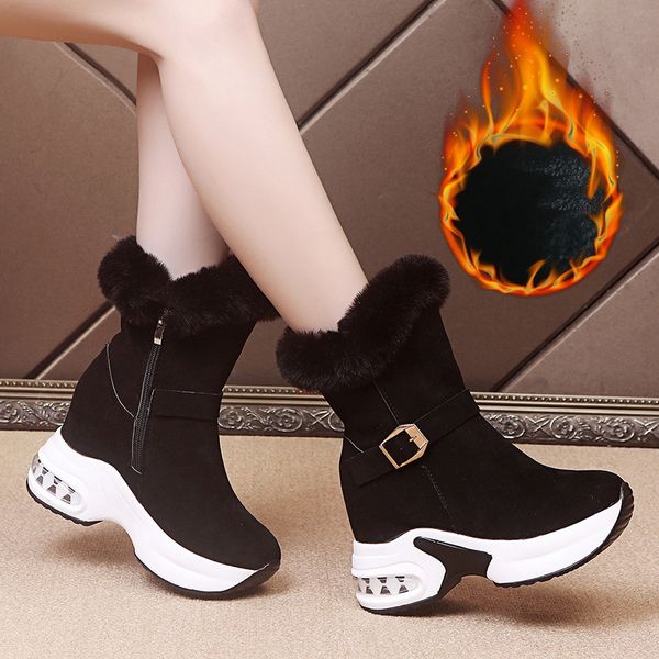 

boot winter warm fur sneakers platform snow ankle female causal shoes for botas mujer 220924, Black