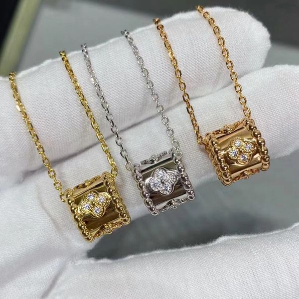 

925 sterling silver sweet clover designer pendant necklace for women gold rose gold four leaf shining crystal diamond cross chain choker nec