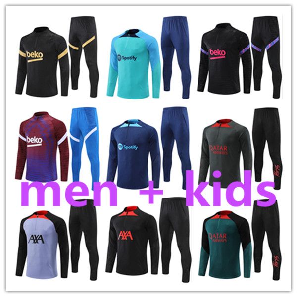 

survetement foot tuta tracksuit training kit futbol chandal soccer jerseys football kid men and kids 2023 22 23 fc barcelona retro barcelone, Black