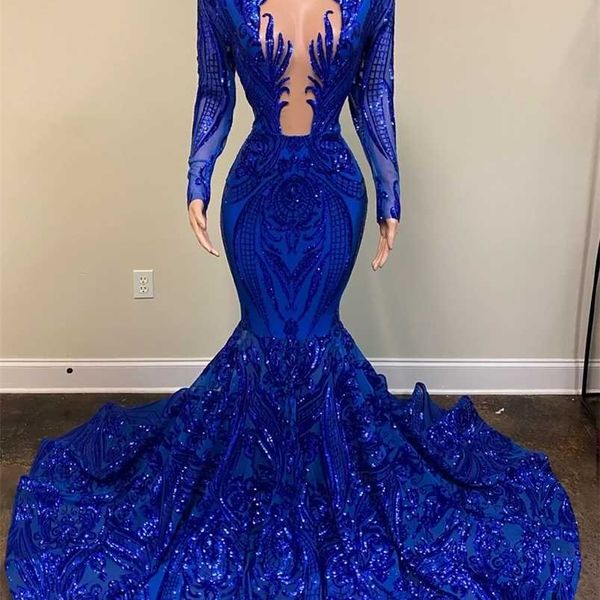 

party dresses long prom dresses mermaid long sleeve sheer neckline royal blue mermaid african black girls prom gala gowns 220923, White;black