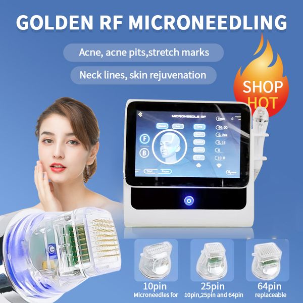 

2022 latest health skin and face lift fractional golden rf microneedle machine light spots and acne facial care beauty equipment home instru