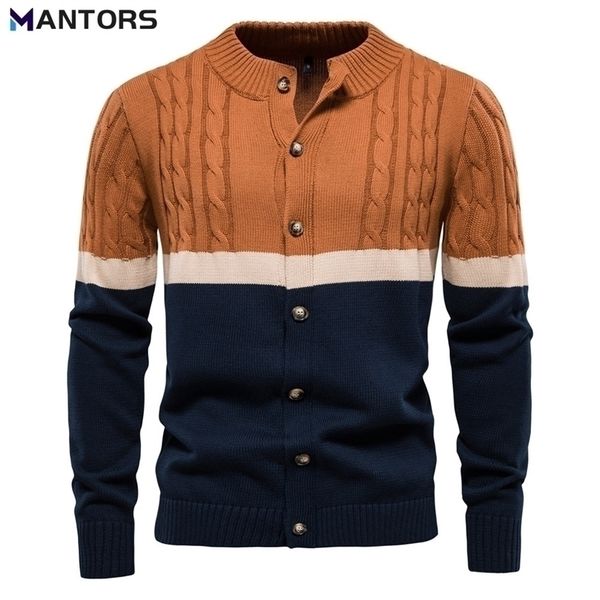 

men's sweaters mantors autumn winter men's retro cardigan sweater cotton knitted patchwork pullover mens business casual cardigan, White;black