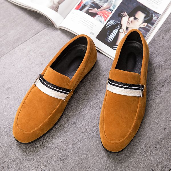 

Classic Loafers Men Shoes Solid Color Faux Suede Simple Woven Belt One-Piece Fashion Business Casual Wedding Party Daily AD246, Clear