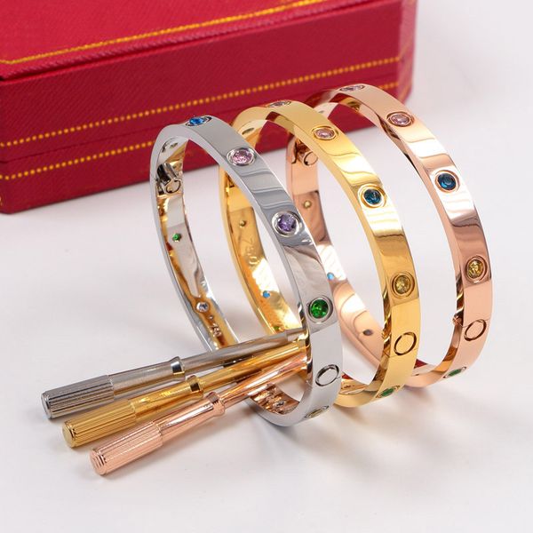 

luxury brand color diamond bracelet stainless steel screwdriver bracelet party wedding jewelry christmas valentine's bangles gift, Black