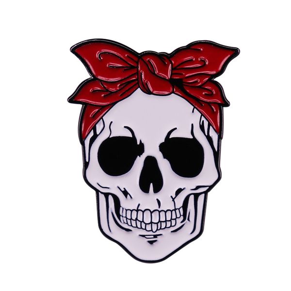 

we can do it red scarf skull brooch halloween gothic skull badge, Blue