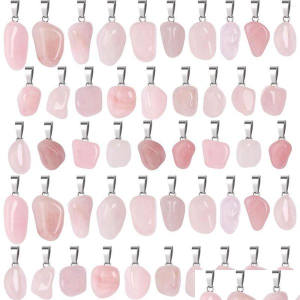 

pendant necklaces pendant necklaces 24pcs natural stone pink crystal faceted rose quartzs for diy jewelry making necklace jewelshops dh9db, Silver