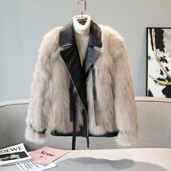 

women s fur faux coltsfoot fur coat mao female whole leather really short hair show thin young locomotive 220926, Black