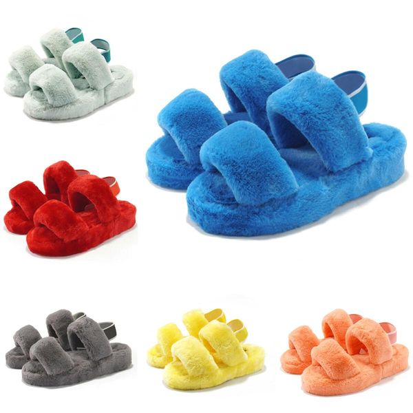 

slippers sandal ladies plush women shoes purple flat furry fur yellow red grey warm indoor size eur 36-44, Black