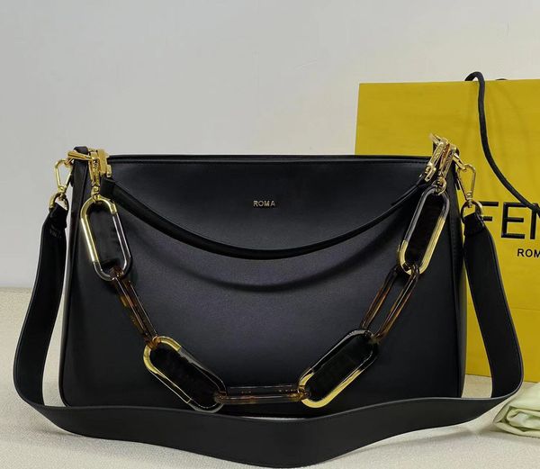 

designer shoulder bag retro leather canvas double f letter chain decoration ladies new handbag fashion multifunctional large capacity undera