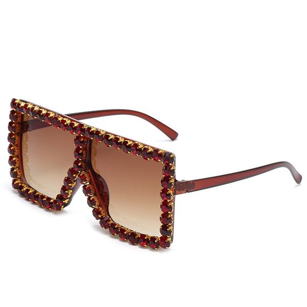 

2022 sunglasses large frame diamond encrusted european and american personality ladies street scool oversize square frame party stage perfor, White;black