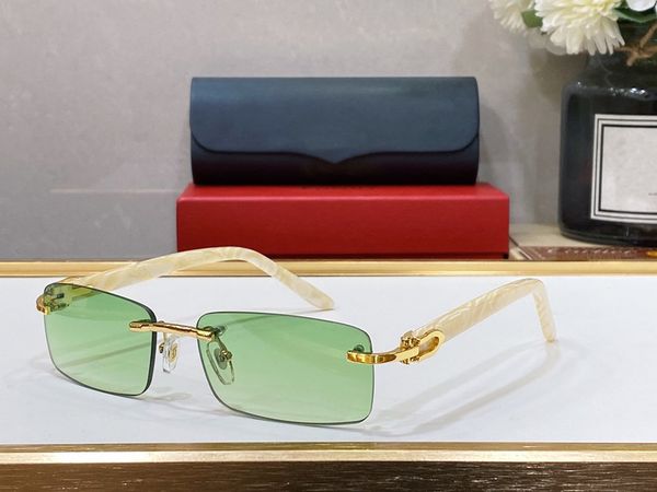 

luxury designer sunglasses for men women silver metal wooden frame c decor series carti vintage eyewear anti-uv cycling driving fashion sun, White;black