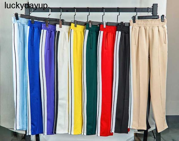 

new men's designer pantss multicolor three bar angelss pants loose school pants leg pants sports drawstring, Black