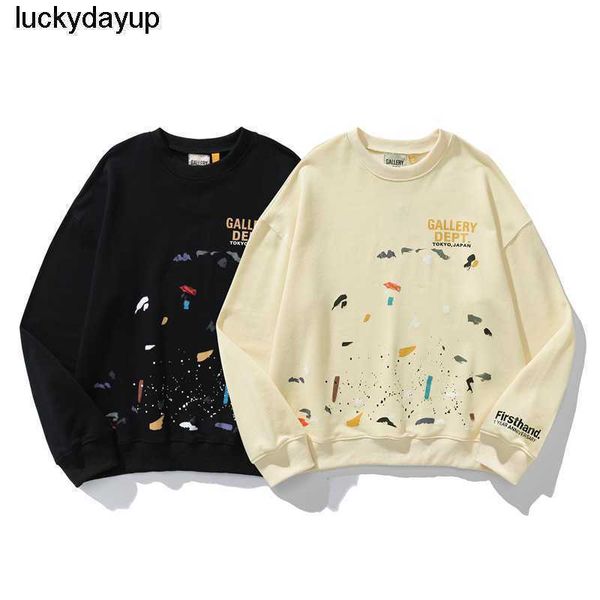 

men's hoodies designer sweatshirts winter new hand painted graffiti splash ink print women's long sleeve sweater, Black