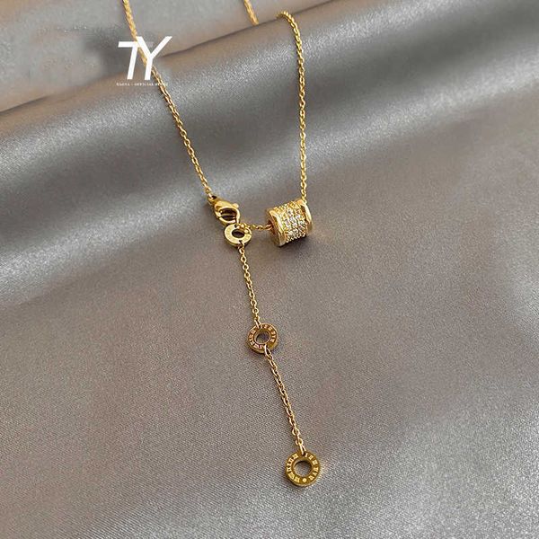 

new luxury steel color fast necklace design feeling roman digital pendant girl neck chain jewelry gift, Silver