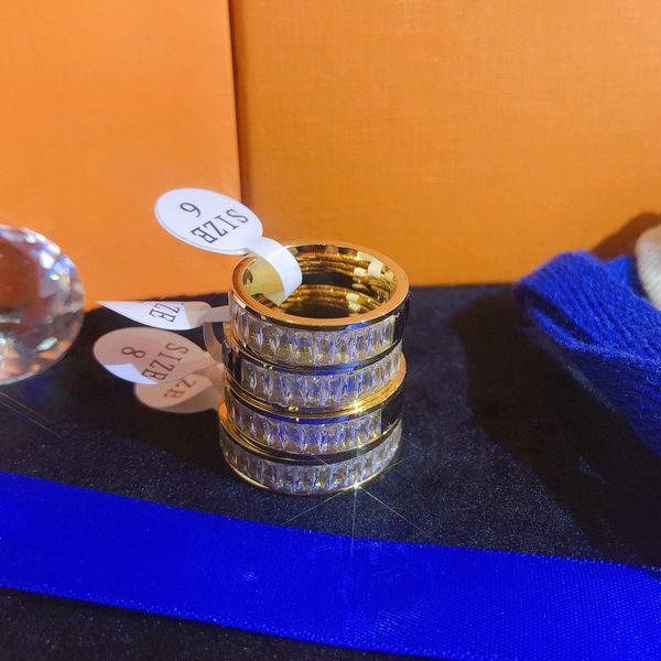 

fashion designer gold letter band rings bague for women lady party wedding lovers gift engagement jewelry with, Golden;silver