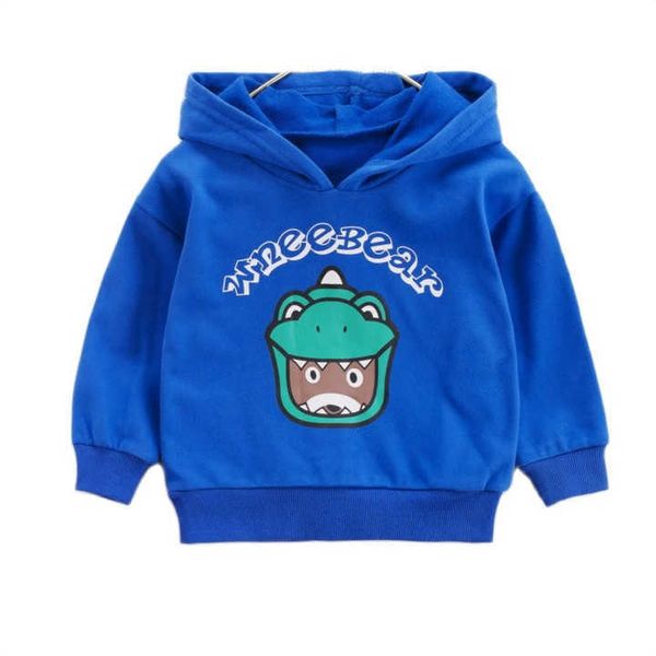 

pullover kids hoodies cartoon bear print sweatshirts warm cotton long sleeve hooded toddler children clothes boys sweatshirt 220924, Blue
