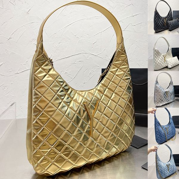 

large tote bag quilting shoulder shopping bags women handbags gold letter hardware magnetic buckle leather denim bag removable chain strap c