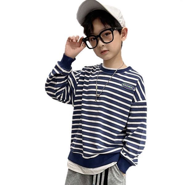

pullover spring autumn children s pullovers for baby boys clothes striped print sweatshirt 4 14 years teens kids cotton sweatshirts 220924, Blue