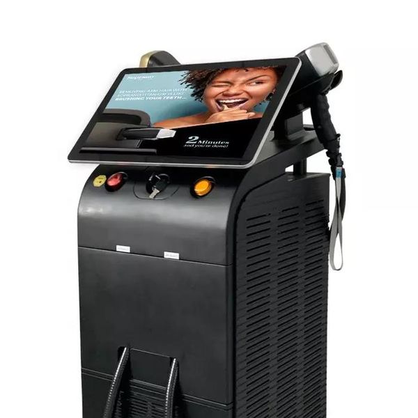 

factory 808 ice diode laser three wavelength 2 handles diode laser painless most effective 755 1064 808nm hair removal equipment, Black