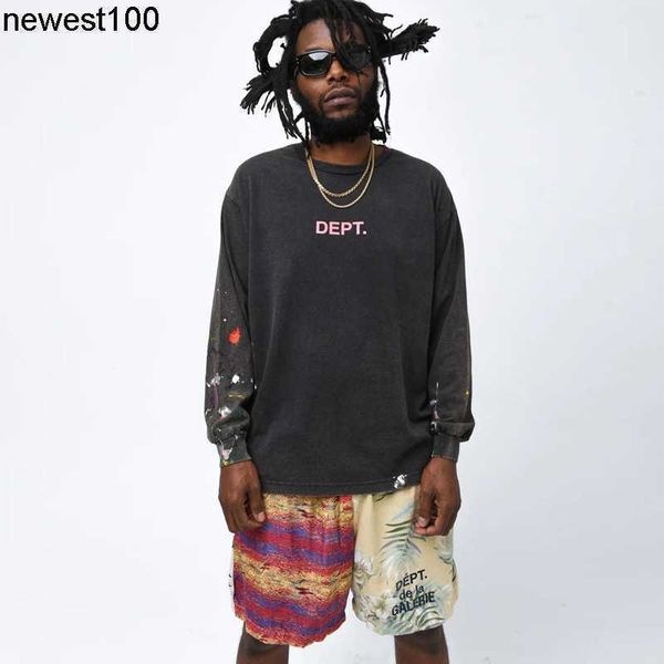 

dsigner hoodies sweatshirts gary dept water wash used splash ink hand painted loose crack print couple long sleeve, Black