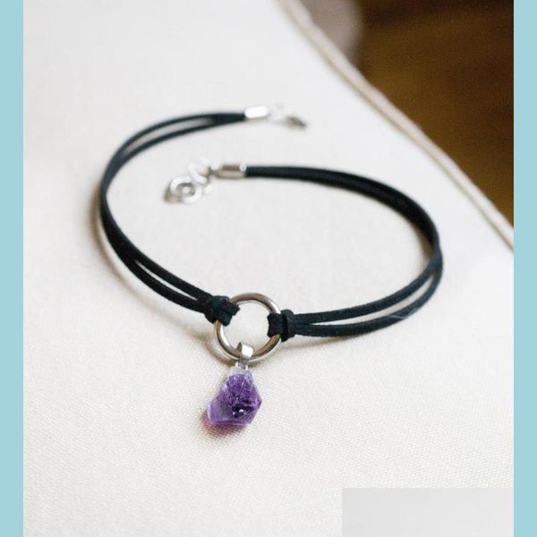 

chokers chokers amethyst choker necklace crystal pendant gemstone jewelry healing crystals and stoneschokers drop delivery bdegarden dhog0, Golden;silver