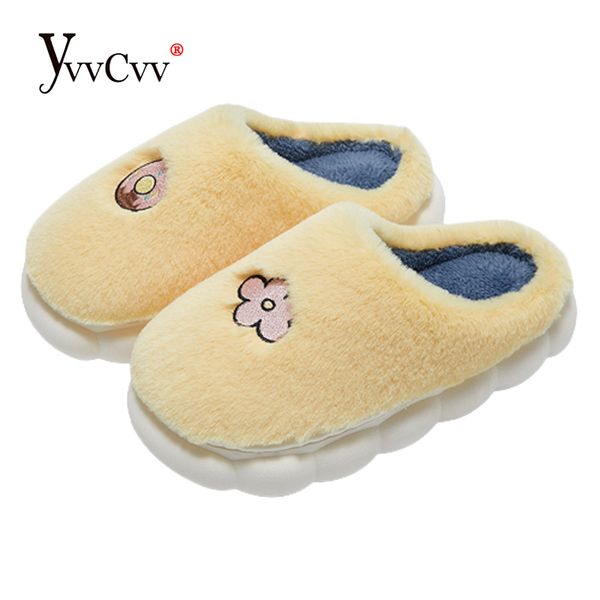 

slippers yvvcvv platform fluffy furry slippers women winter warm plush slides indoor soft memory foam slippers couples outdoor shoes 220926, Black