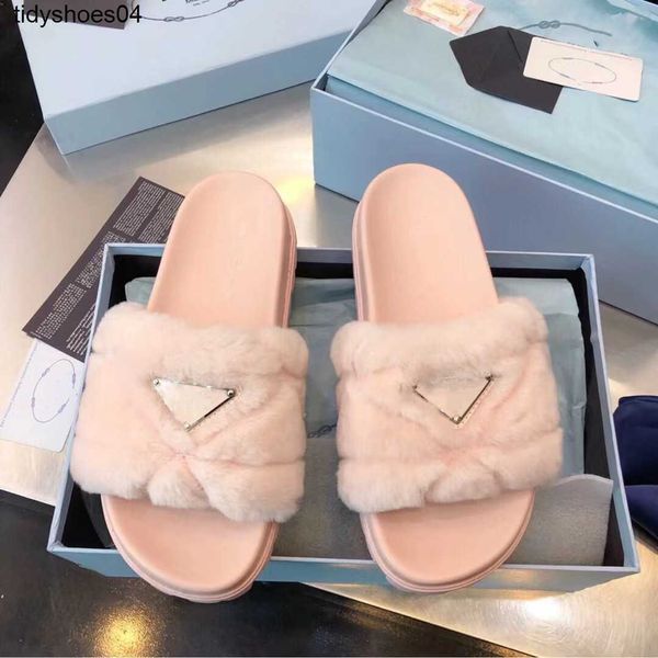 

prad shoes family triangle prads wool slippers for women to wear on the new thick soled flat bottomed wool flat slippers for women in the au, Black