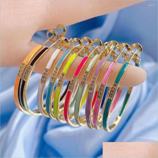 

hoop huggie hoop earrings 5pairs enamel colorf big rhombus /round circle gold plating simple design bohemian for women dr bdegarden dhbp3, Golden;silver