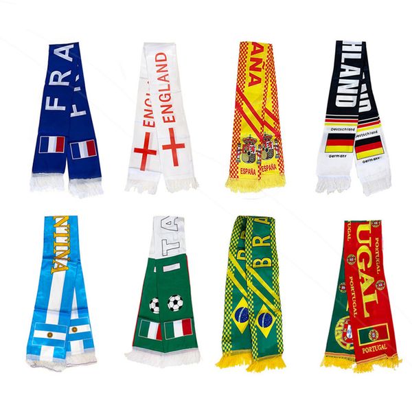 

banner flags 2022 qatar world cup scarf 15x135cm worlds cups fan supplies printed tassel satin hand scarf wholesale
