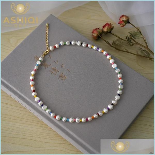 

pendant necklaces ashiqi 7-8mm natural freshwater baroque pearl necklace fashion colorf beads girl gift with gold-plated bu dayupshop dhjbv, Silver
