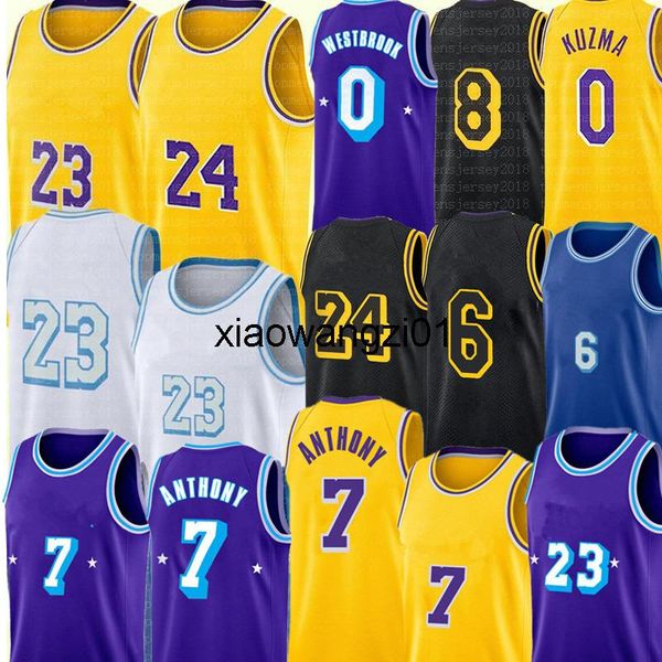 

basketball carmelo 7 anthony jersey 3 davis 6 basketball jerseys russell 0 westbrook 34 32 j 2021 2022 75th s-xxl stitched s, Black;red
