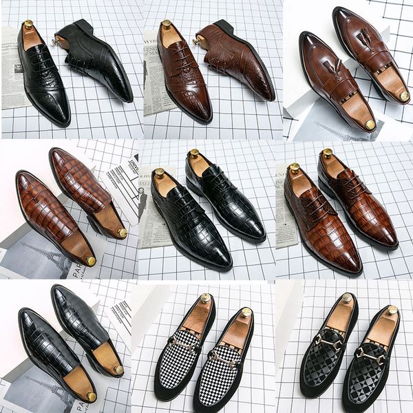 

men's luxury bullock tassel solid color stitching crocodile pattern checkerboard round toe fashion everyday business shoes loafers mult, Black
